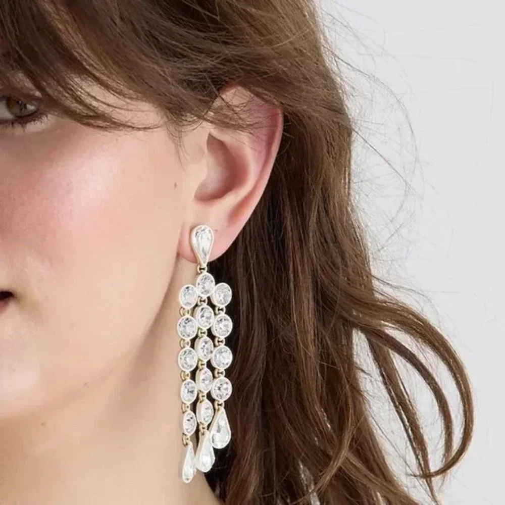 J. Crew Sparkly Waterfall Earrings (Fuchsia) - Picture 3 of 3